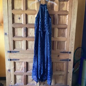 SHONA JOY Navy Blue & White Lace Dress